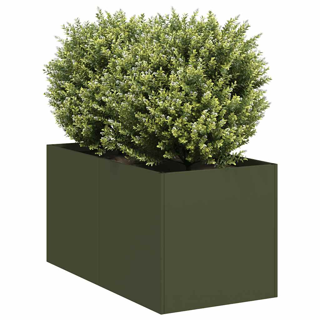 Plantekasse olivengrønn 40x80x40 cm kaldvalset stål
