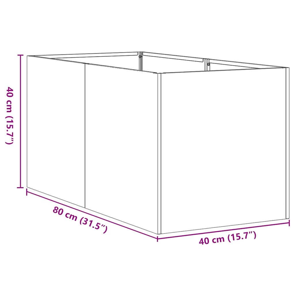 Plantekasse 40x80x40 cm galvanisert stål