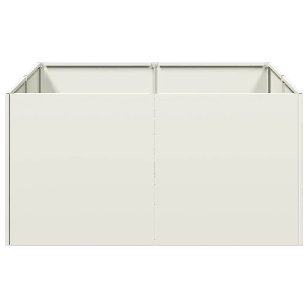 Plantekasse hvit 80x80x40 cm kaldvalset stål