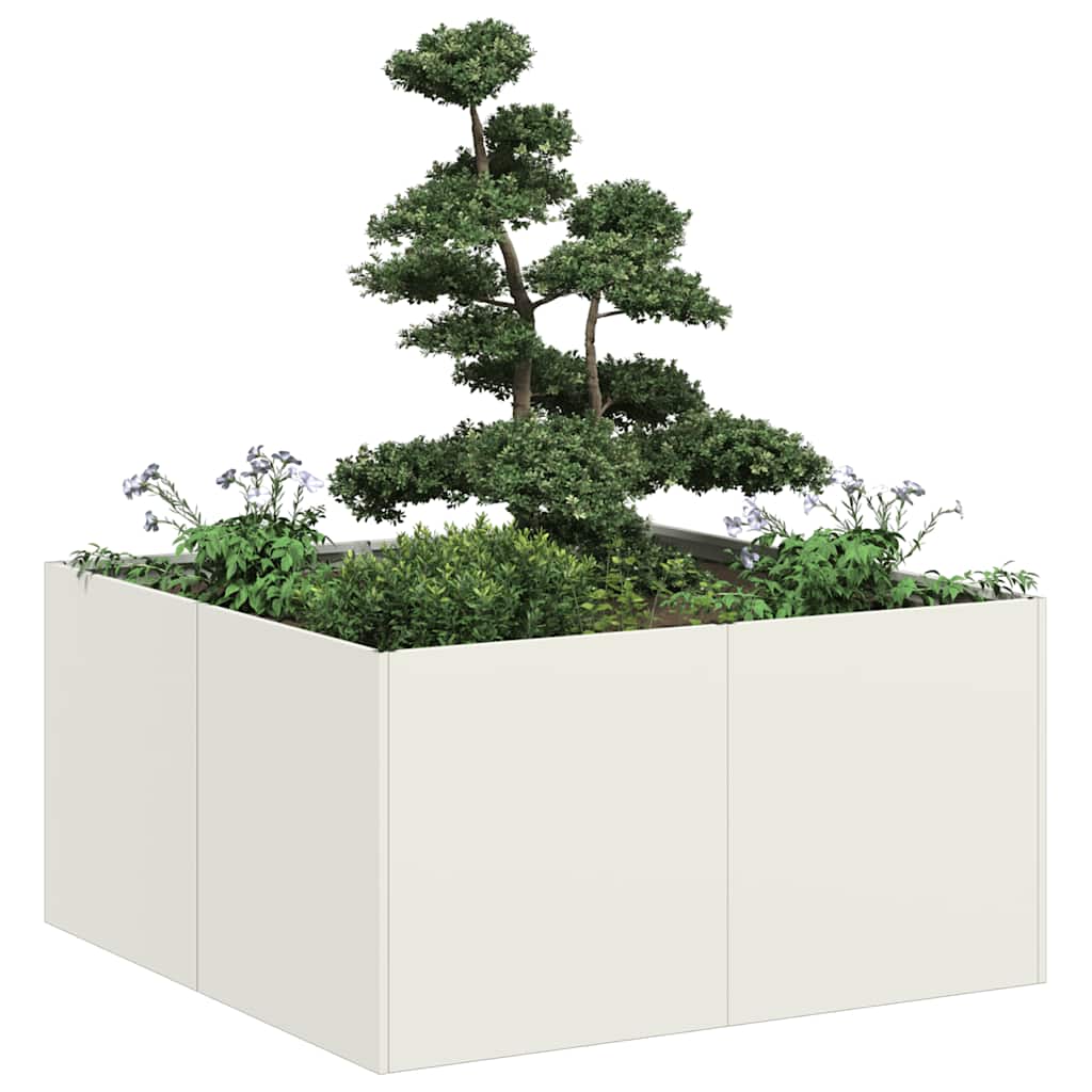 Plantekasse hvit 80x80x40 cm kaldvalset stål