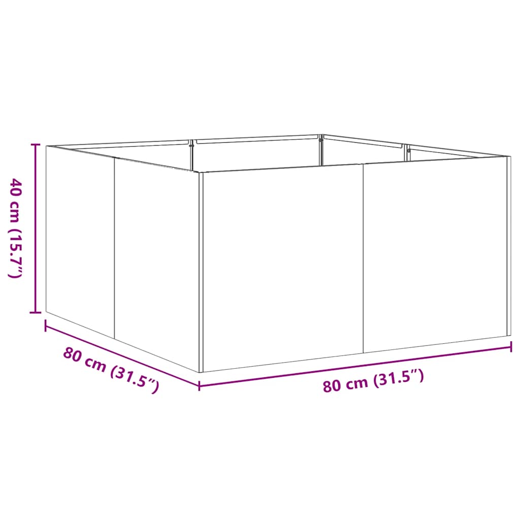 Plantekasse olivengrønn 80x80x40 cm kaldvalset stål
