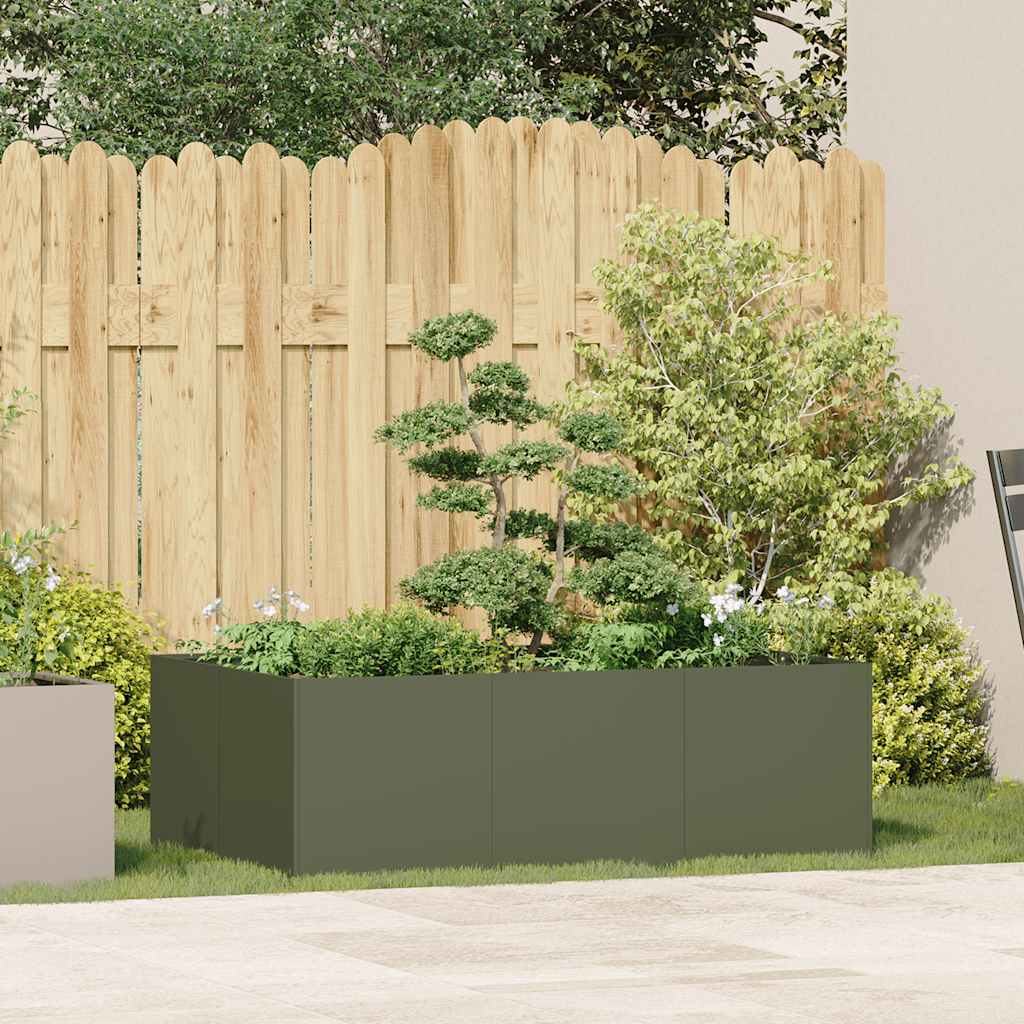 Plantekasse olivengrønn 120x80x40 cm stål