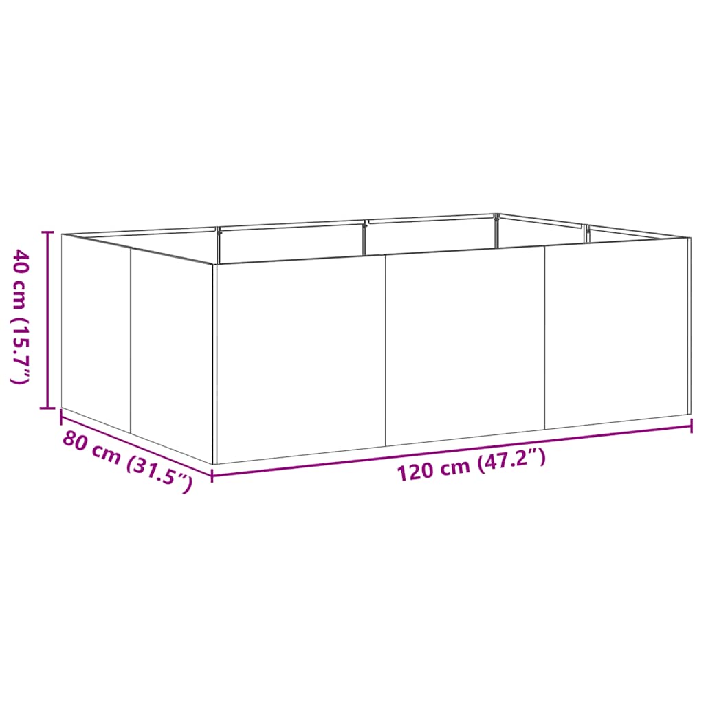 Plantekasse olivengrønn 120x80x40 cm stål