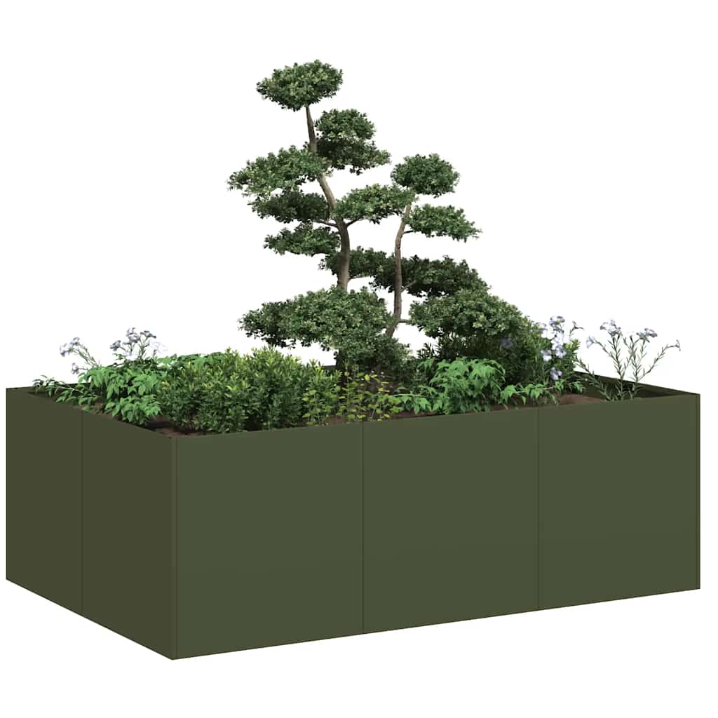 Plantekasse olivengrønn 120x80x40 cm stål