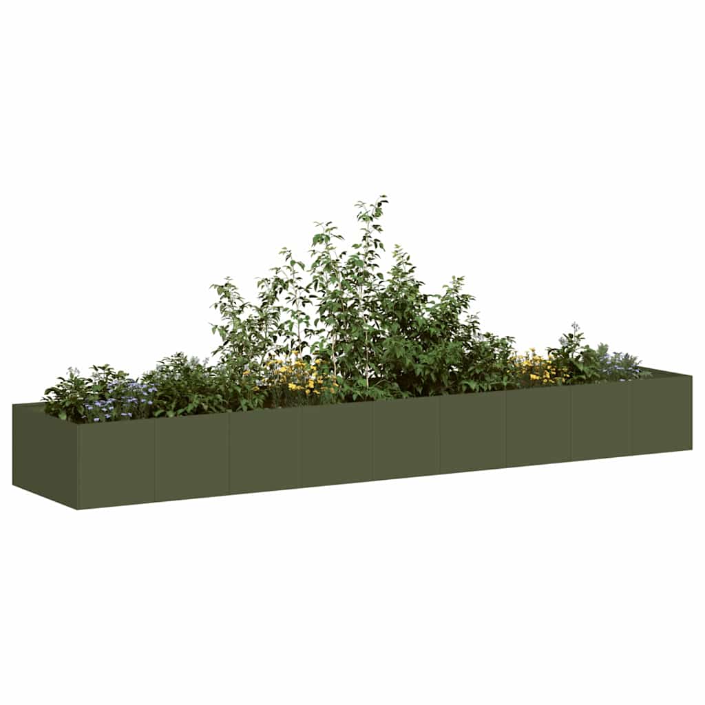 Plantekasse olivengrønn 360x80x40 cm stål