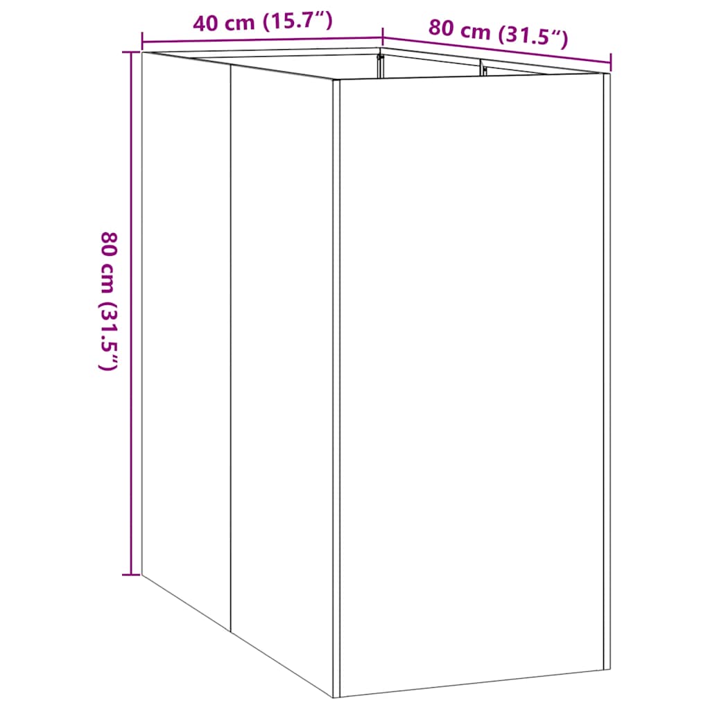 Plantekasse 40x80x80 cm galvanisert stål