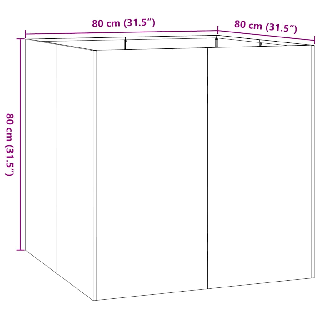 Plantekasse svart 80x80x80 cm stål