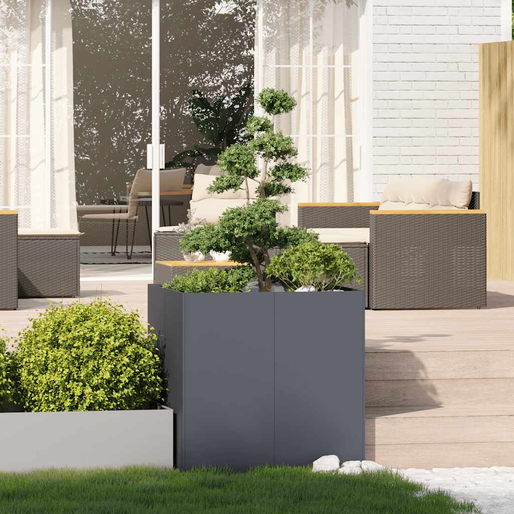 Plantekasse antrasitt 80x80x80 cm stål
