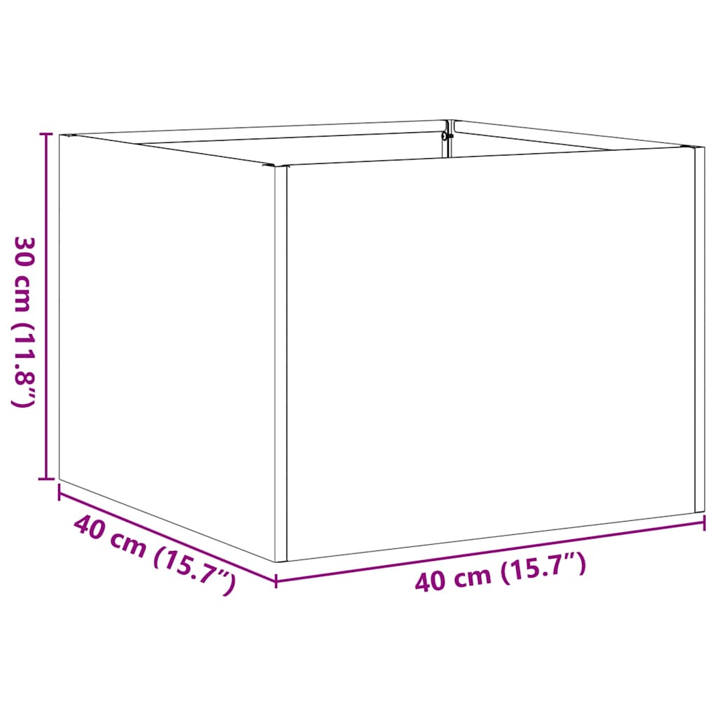 Plantekasse 40x40x30 cm galvanisert stål