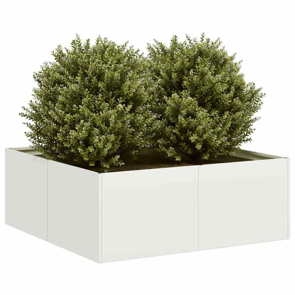 Plantekasse hvit 80x80x30 cm stål