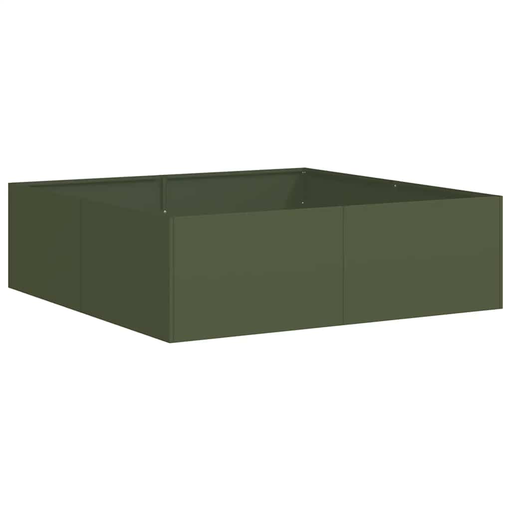Plantekasse olivengrønn 100x100x30 cm stål