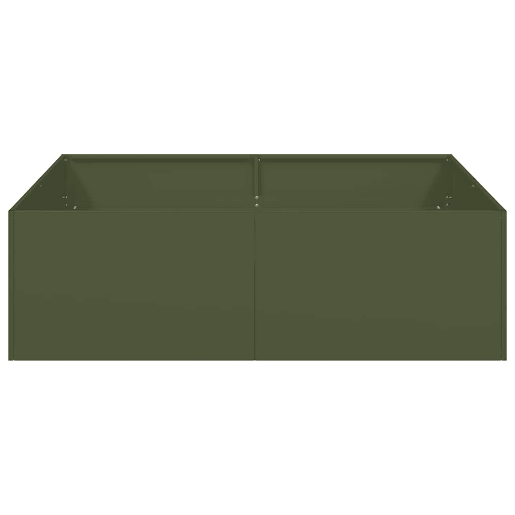 Plantekasse olivengrønn 100x100x30 cm stål