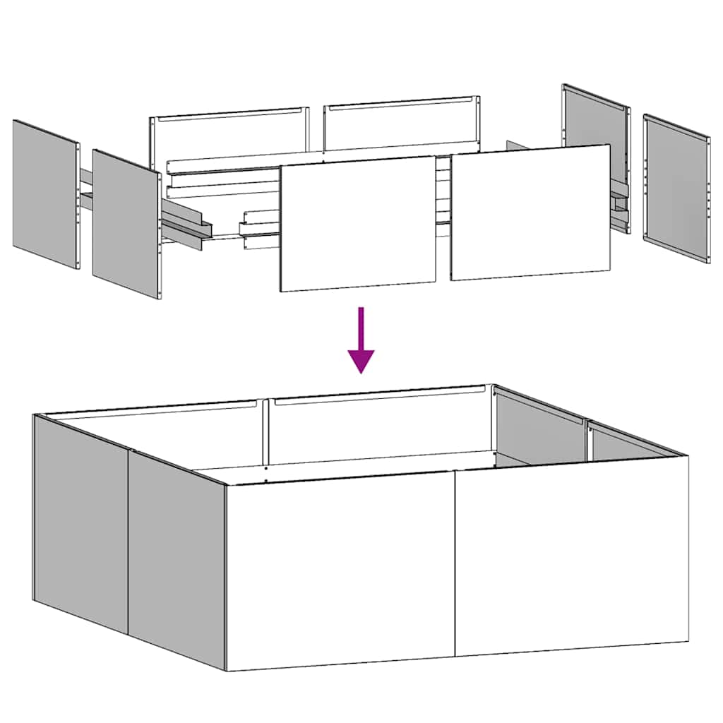 Plantekasse 100x100x30 cm galvanisert stål