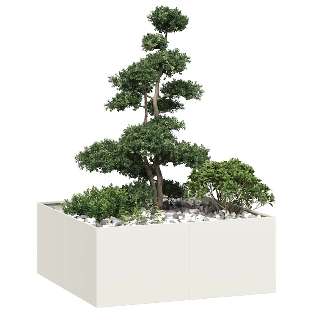 Plantekasse hvit 100x100x40 cm stål