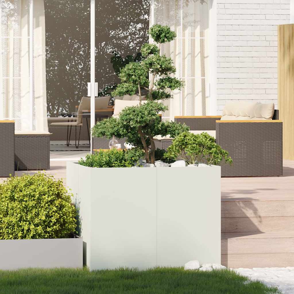 Plantekasse hvit 100x100x80 cm stål