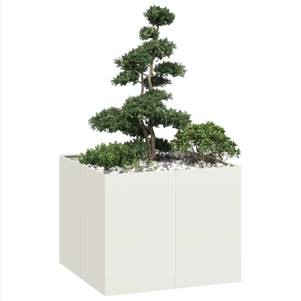 Plantekasse hvit 100x100x80 cm stål