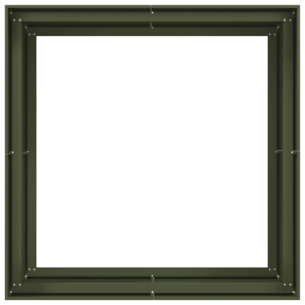 Plantekasse olivengrønn 100x100x80 cm stål
