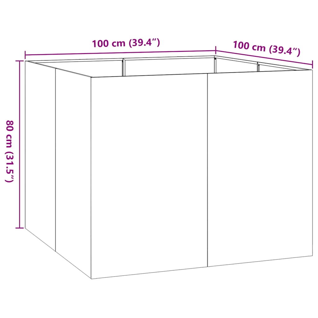 Plantekasse rust 100x100x80 cm forvitringsstål