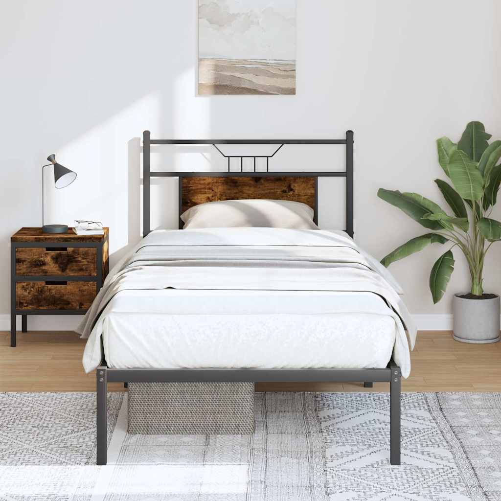 Sengeramme uten madrass røkt eik 75x190 cm konstruert tre