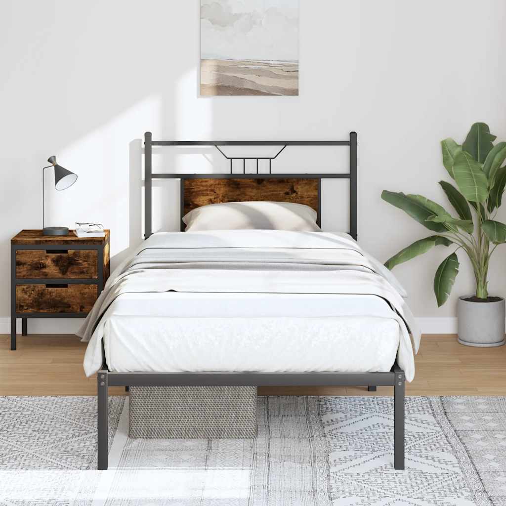 Sengeramme uten madrass røkt eik 80x200 cm konstruert tre