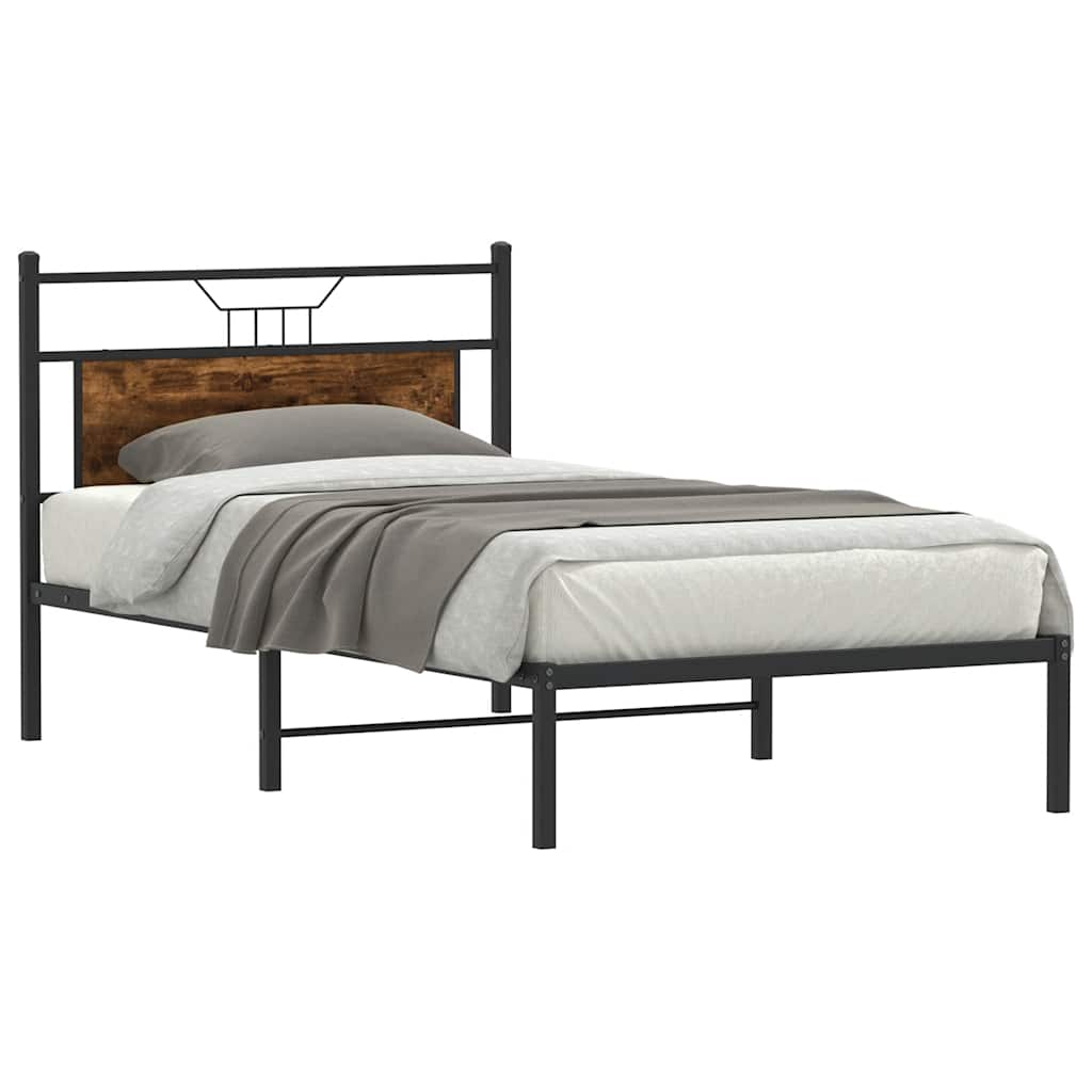Sengeramme uten madrass røkt eik 100x190 cm konstruert tre