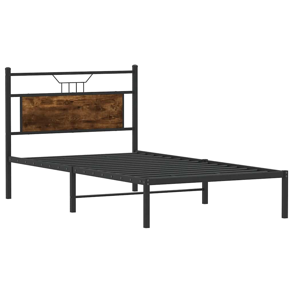 Sengeramme uten madrass røkt eik 100x190 cm konstruert tre