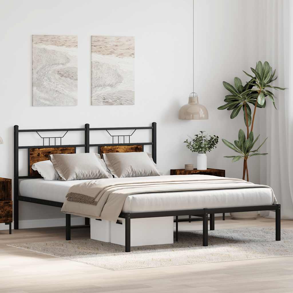 Sengeramme uten madrass røkt eik 137x190 cm konstruert tre