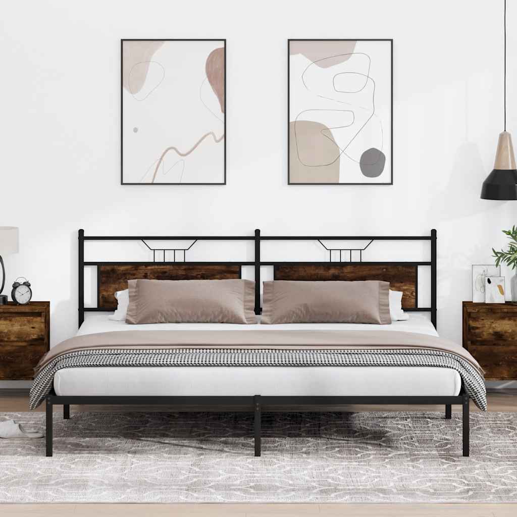 Sengeramme uten madrass røkt eik 193x201 cm konstruert tre