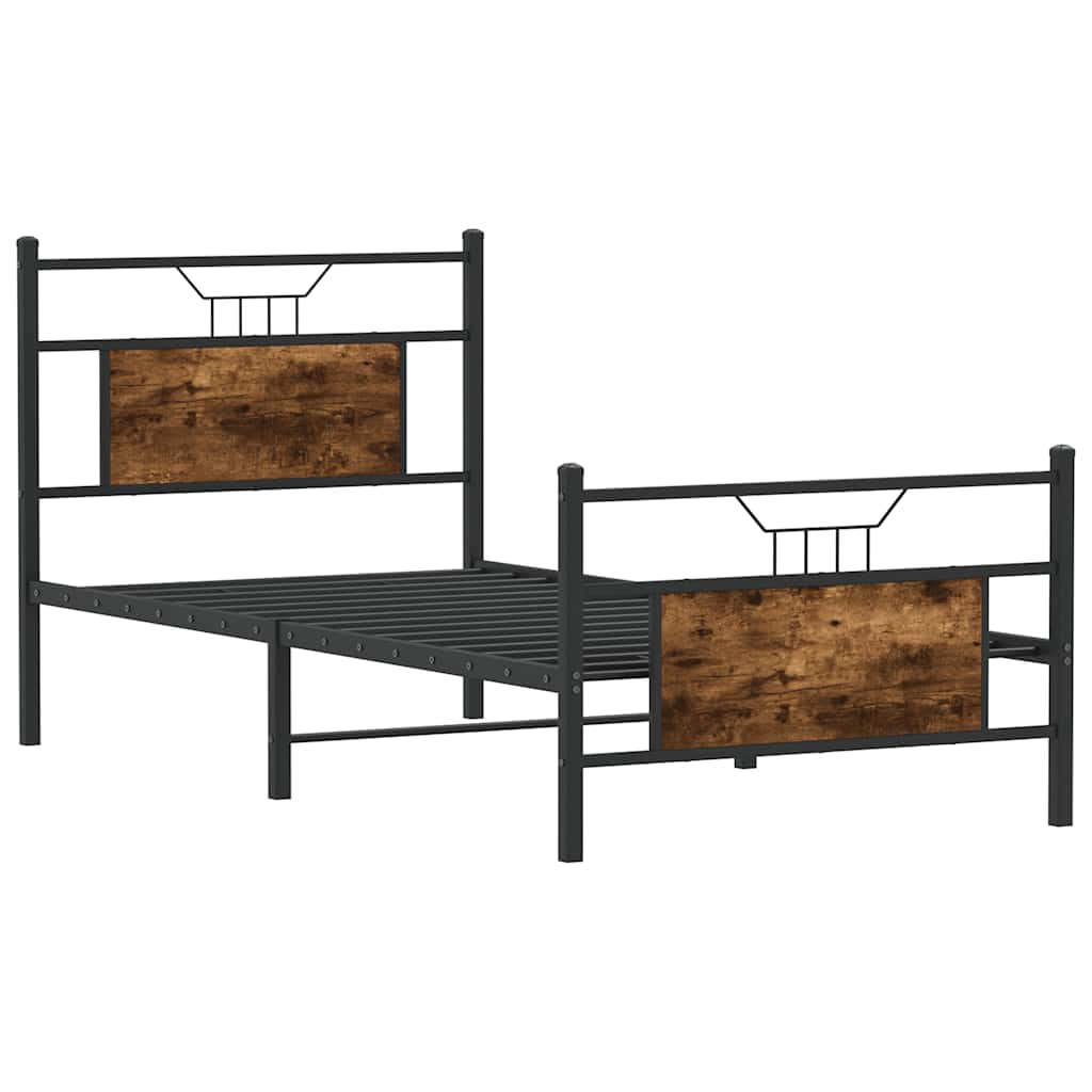 Sengeramme uten madrass røkt eik 80x200 cm konstruert tre