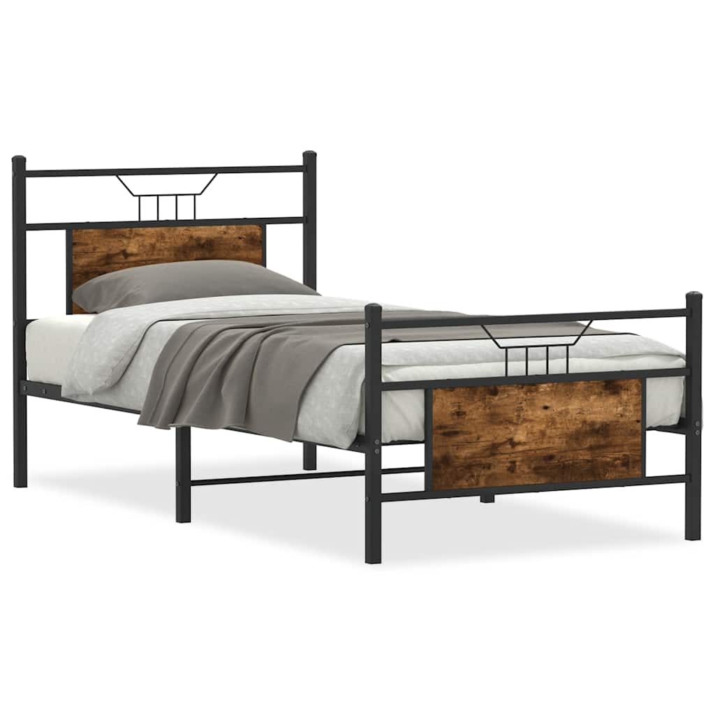 Sengeramme uten madrass røkt eik 90x190 cm konstruert tre