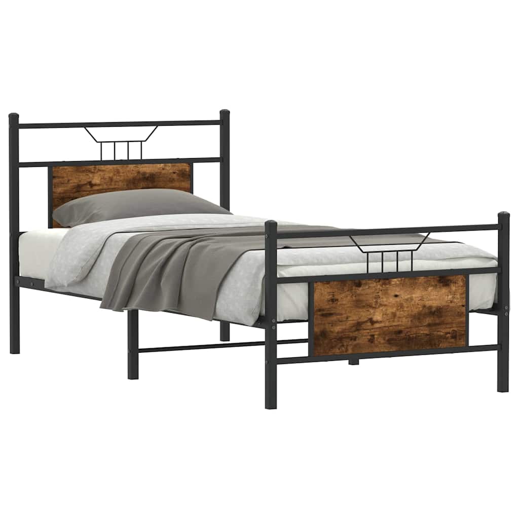 Sengeramme uten madrass røkt eik 90x190 cm konstruert tre