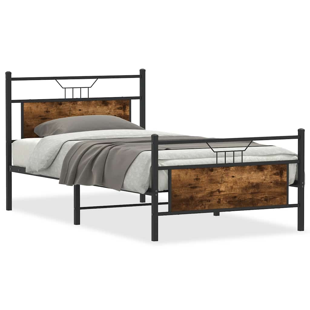 Sengeramme uten madrass røkt eik 100x190 cm konstruert tre