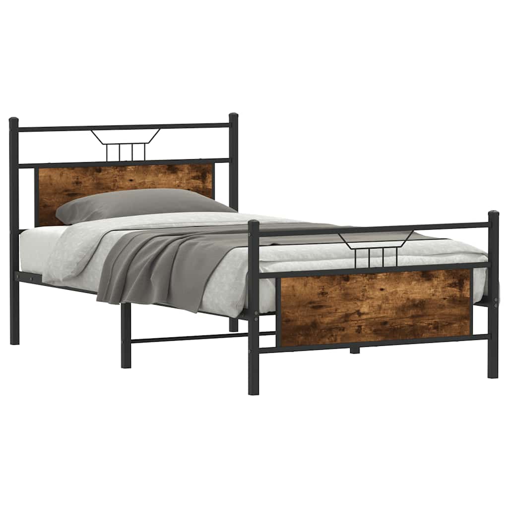 Sengeramme uten madrass røkt eik 100x190 cm konstruert tre