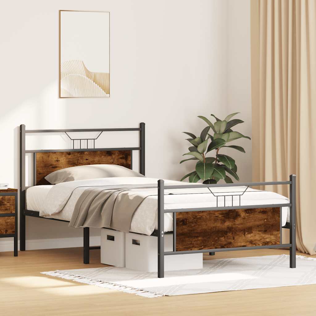 Sengeramme uten madrass røkt eik 100x190 cm konstruert tre