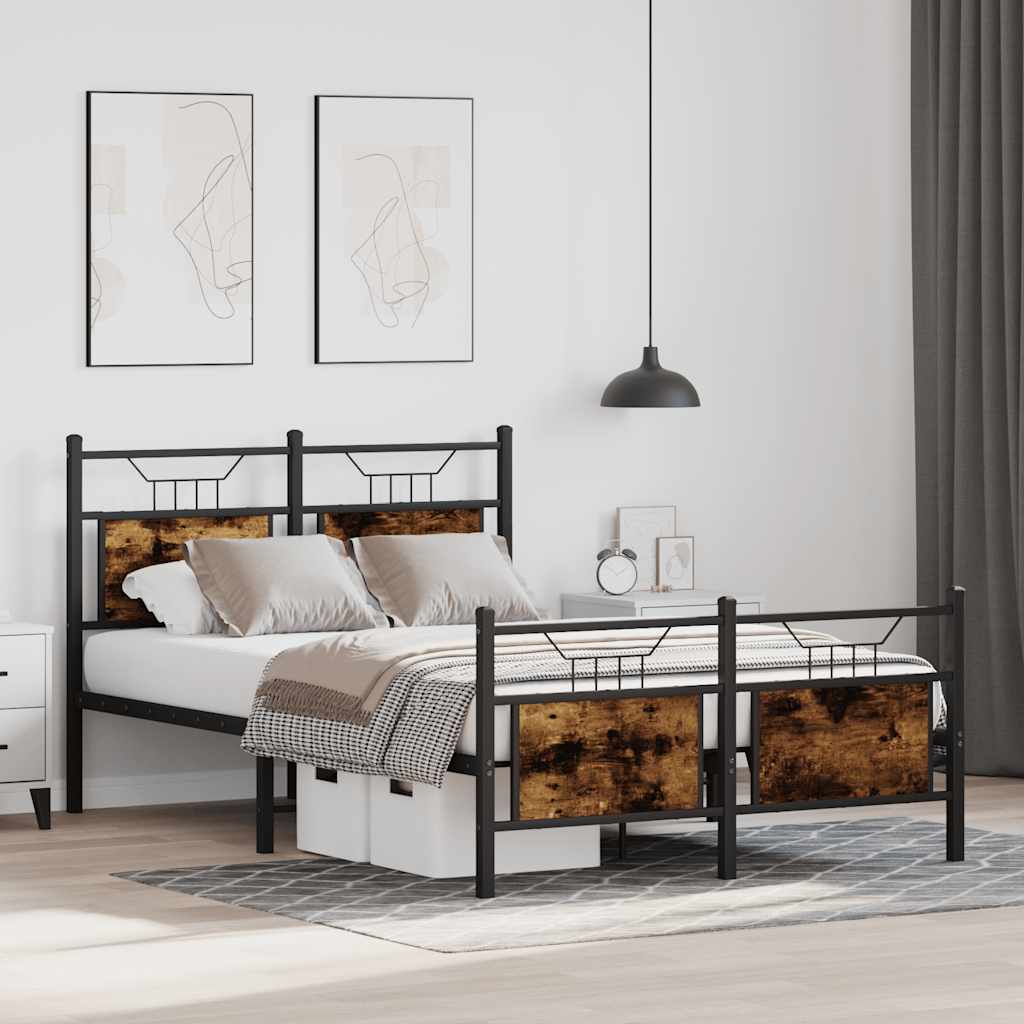 Sengeramme uten madrass røkt eik 120x190 cm konstruert tre