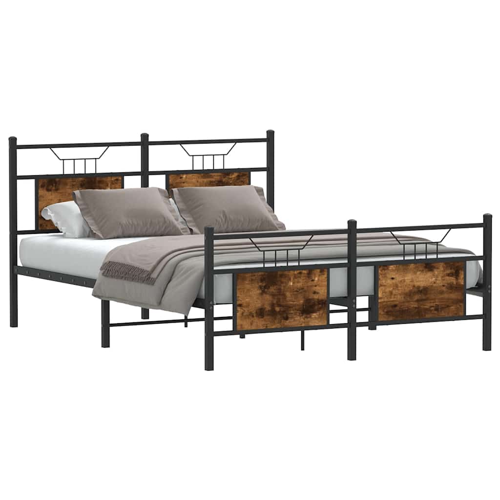 Sengeramme uten madrass røkt eik 137x190 cm konstruert tre