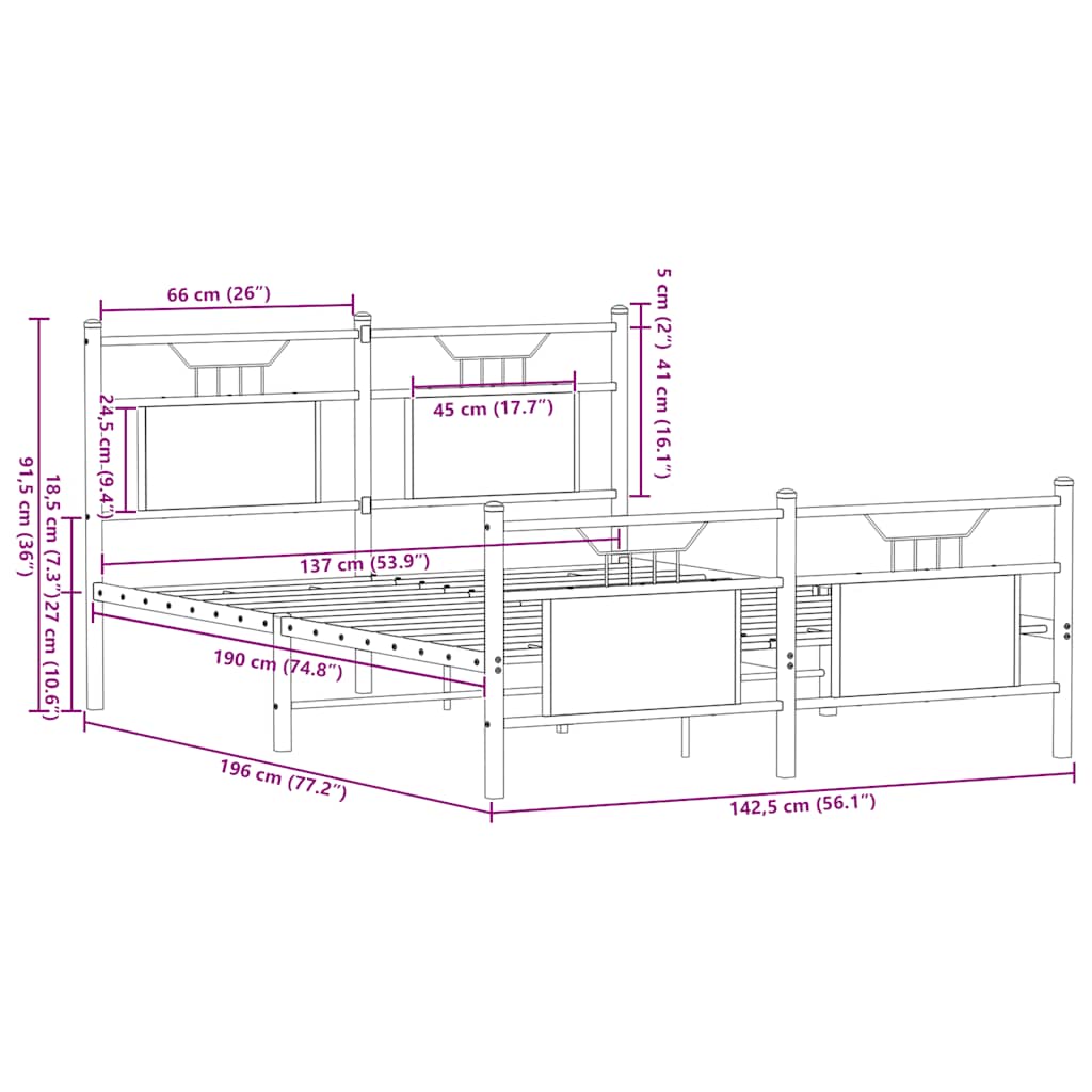 Sengeramme uten madrass røkt eik 137x190 cm konstruert tre