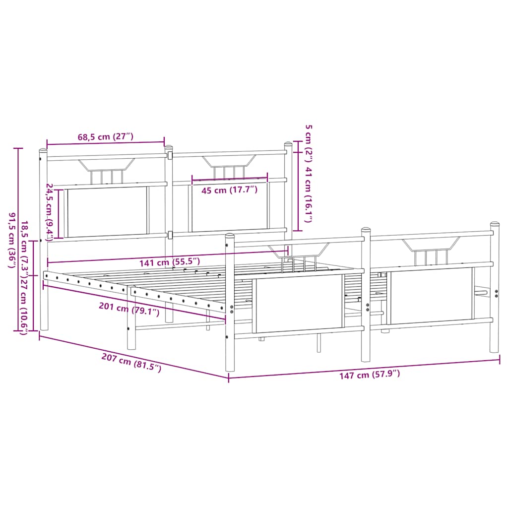 Sengeramme uten madrass røkt eik 140x200 cm konstruert tre