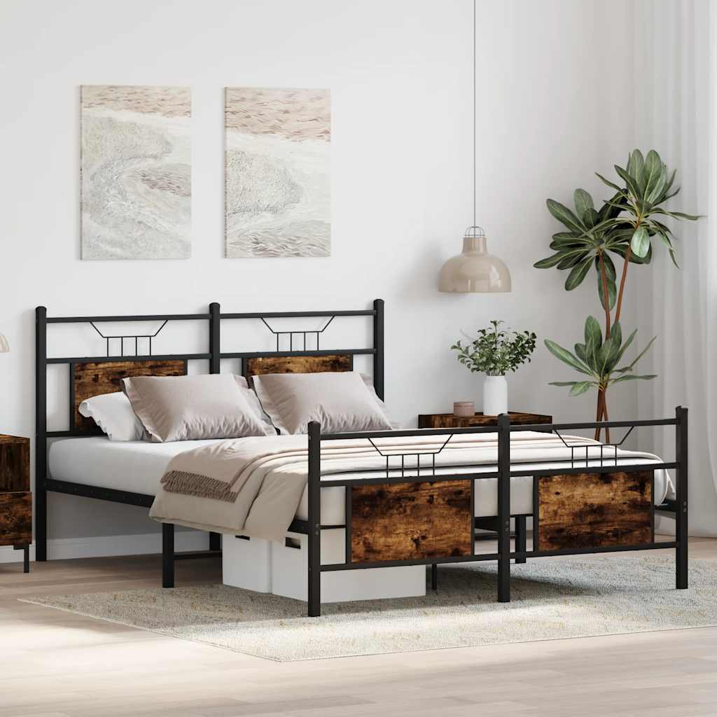 Sengeramme uten madrass røkt eik 150x200 cm konstruert tre