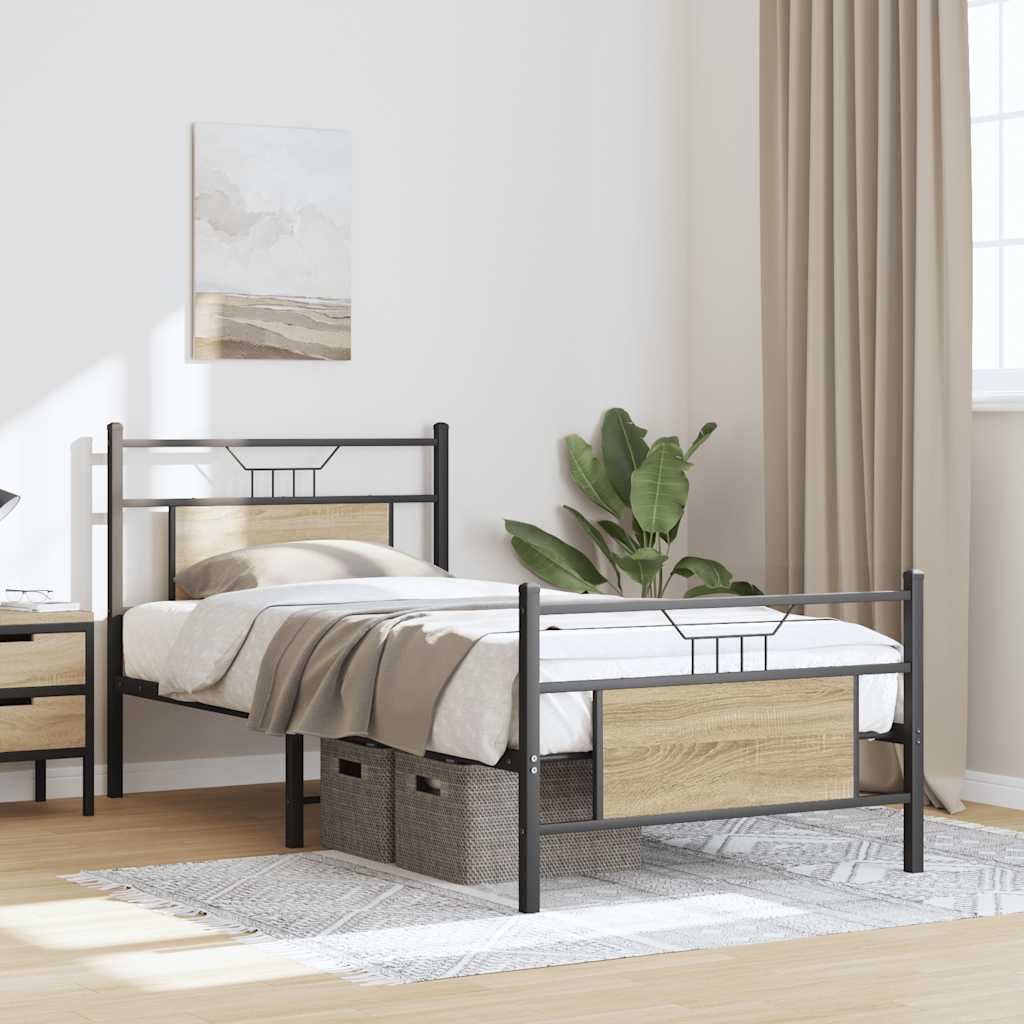 Sengeramme uten madrass sonoma eik 90x190 cm konstruert tre