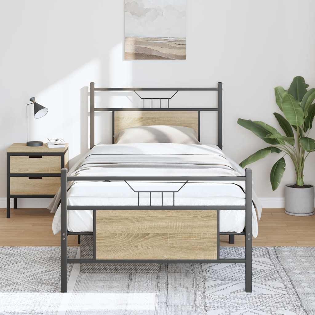 Sengeramme uten madrass sonoma eik 90x200 cm konstruert tre