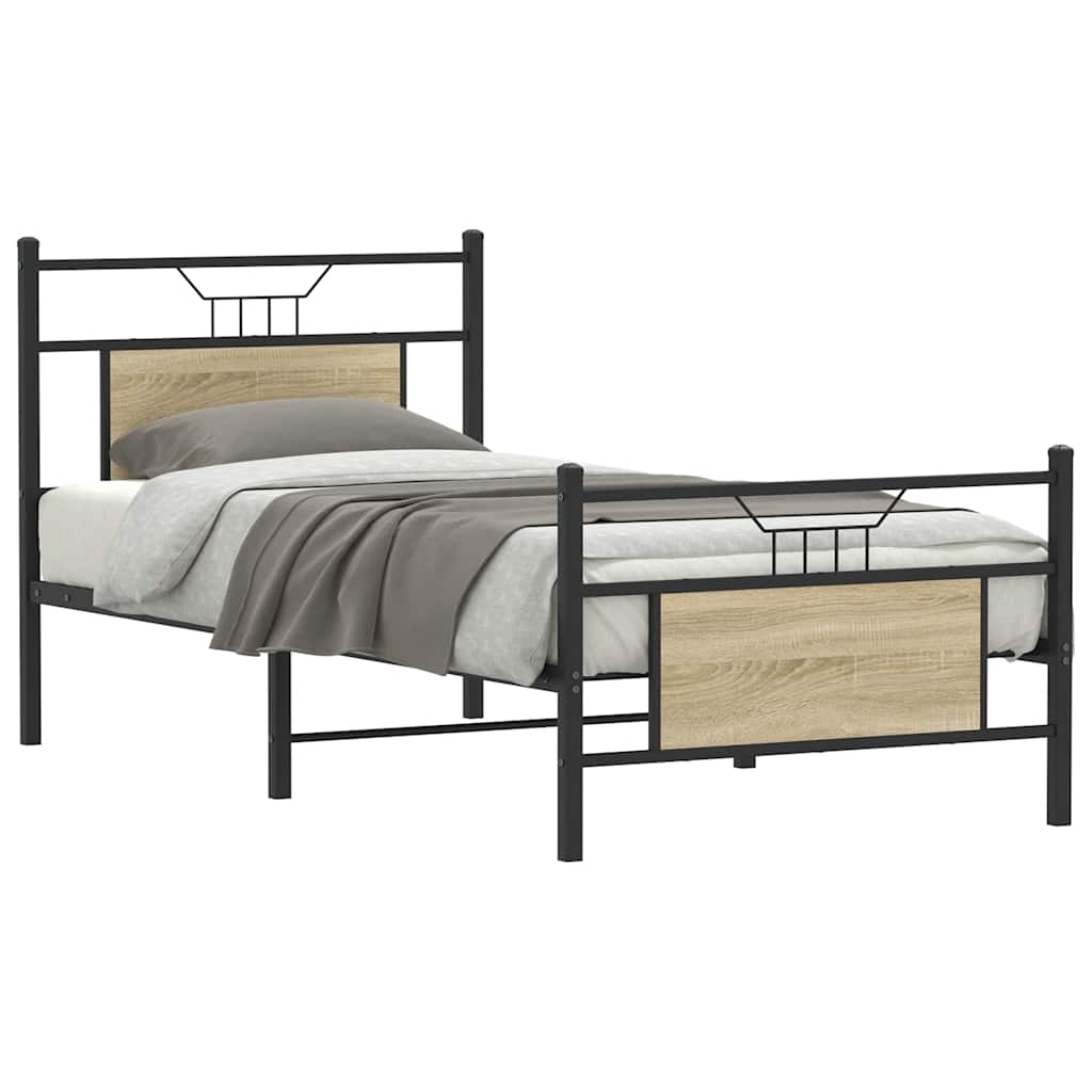 Sengeramme uten madrass sonoma eik 90x200 cm konstruert tre