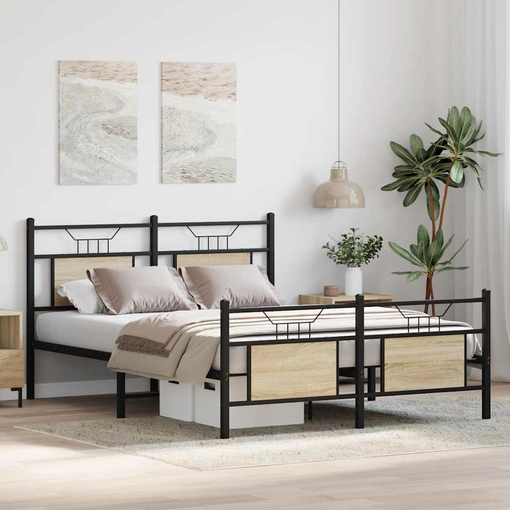 Sengeramme uten madrass sonoma eik 137x190 cm konstruert tre