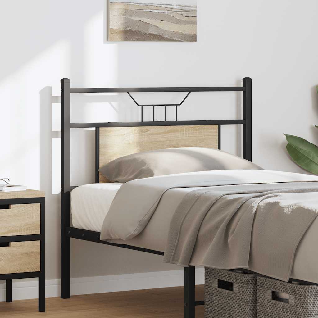 Utskiftbar sengegavl sonoma eik 90 cm konstruert tre og stål vidaXL