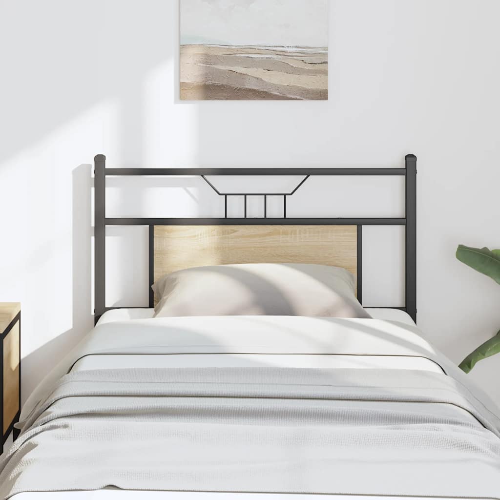 Utskiftbar sengegavl sonoma eik 90 cm konstruert tre og stål vidaXL