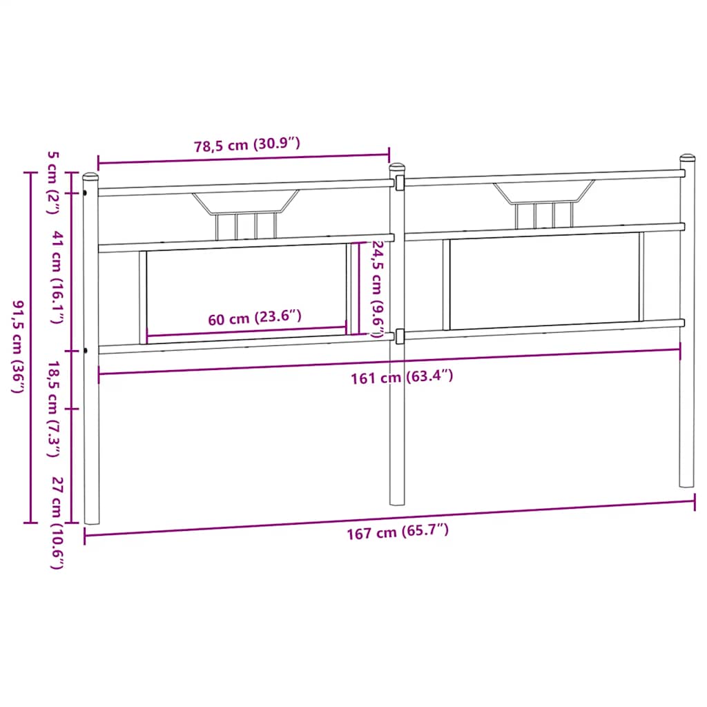 Utskiftbar sengegavl sonoma eik 160 cm konstruert tre og stål vidaXL