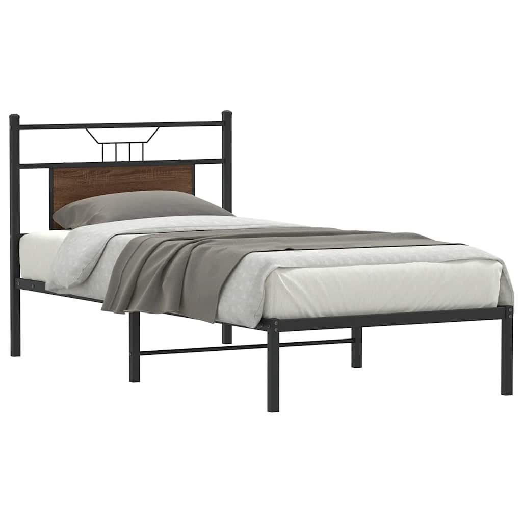 Sengeramme uten madrass brun eik 75x190 cm konstruert tre