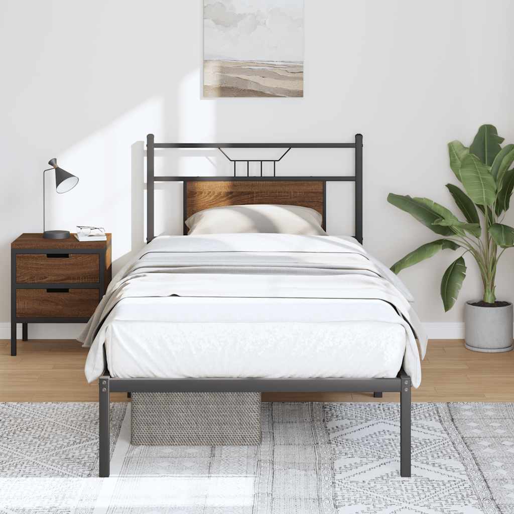 Sengeramme uten madrass brun eik 90x200 cm konstruert tre