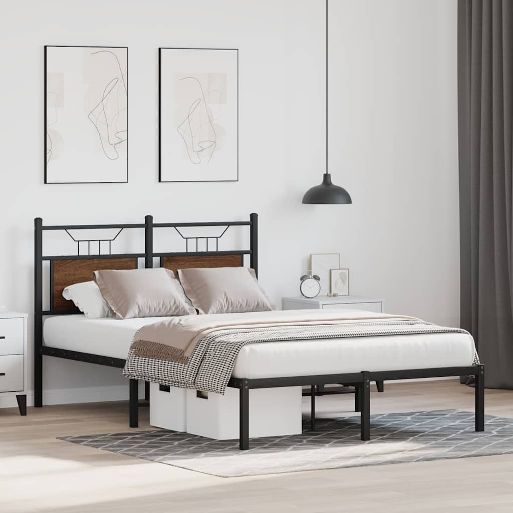 Sengeramme uten madrass brun eik 120x190 cm konstruert tre