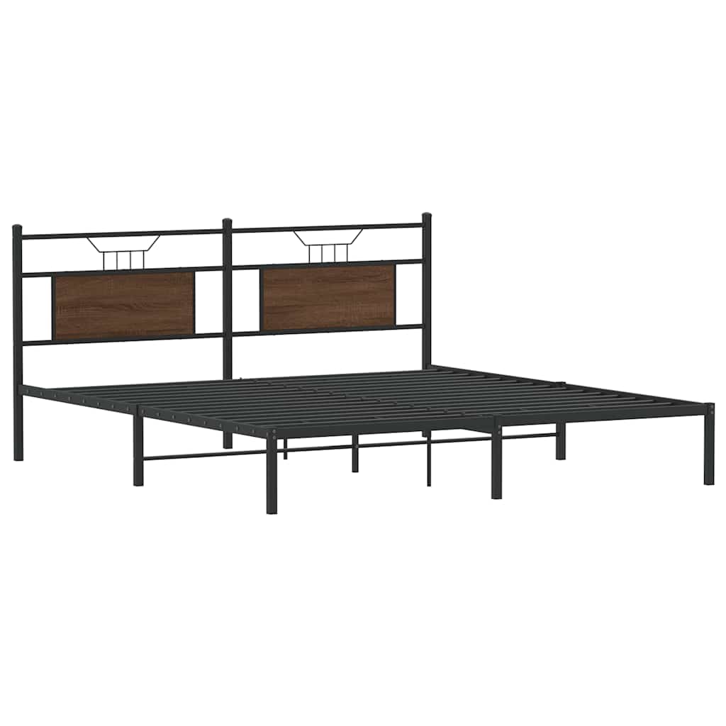 Sengeramme uten madrass brun eik 183x203 cm konstruert tre